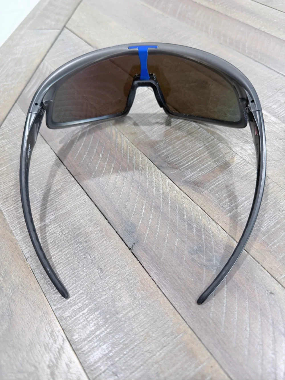 Oakley Shield Sunglasses with Blue Mirrored Lens and Black Frame